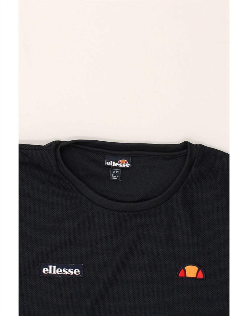 ELLESSE Womens Top Long Sleeve UK 18 XL Navy Blue Polyester | Vintage Ellesse | Thrift | Second-Hand Ellesse | Used Clothing | Messina Hembry 