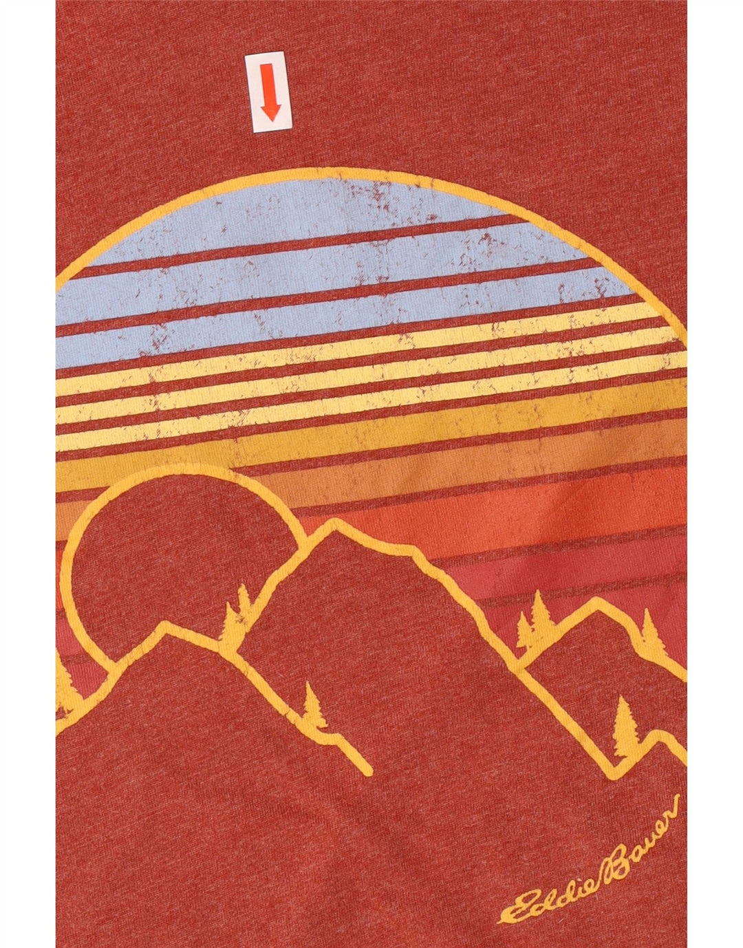 EDDIE BAUER Mens Graphic Top Long Sleeve Medium Red Cotton Vintage Eddie Bauer and Second-Hand Eddie Bauer from Messina Hembry 