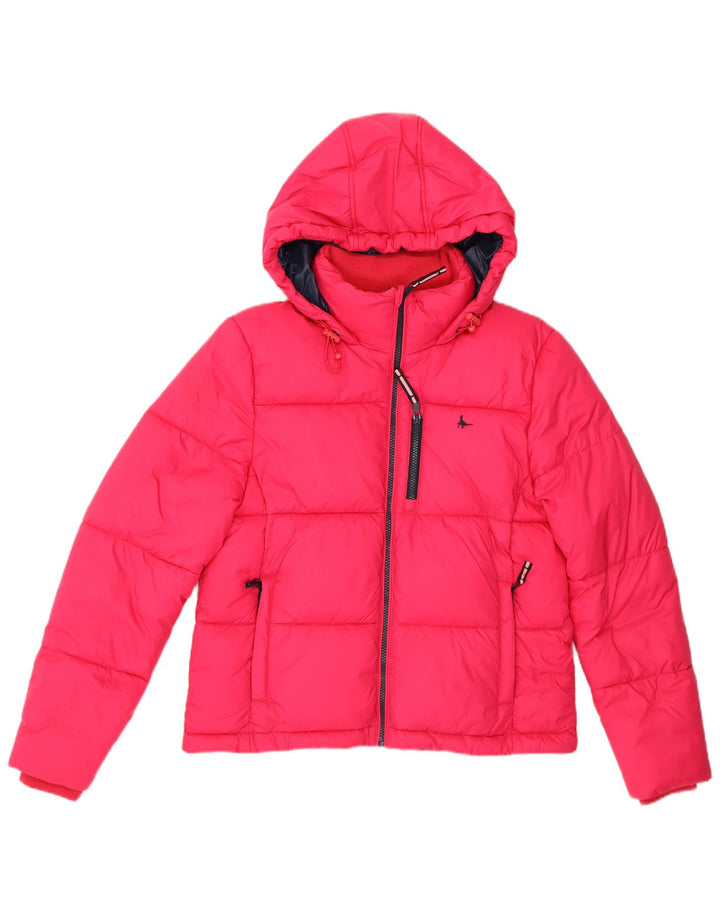 JACK WILLS Womens Oversized Hooded Padded Jacket UK 10 Small  Pink