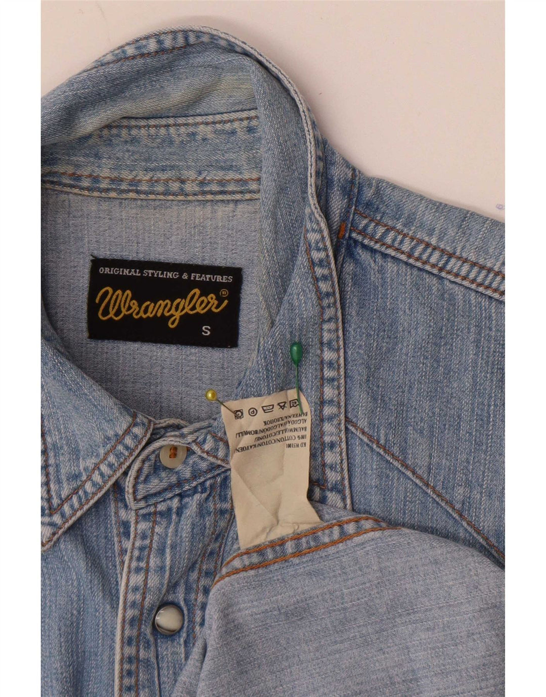 Wrangler Mens Sleeveless Denim Shirt Small Blue Cotton
