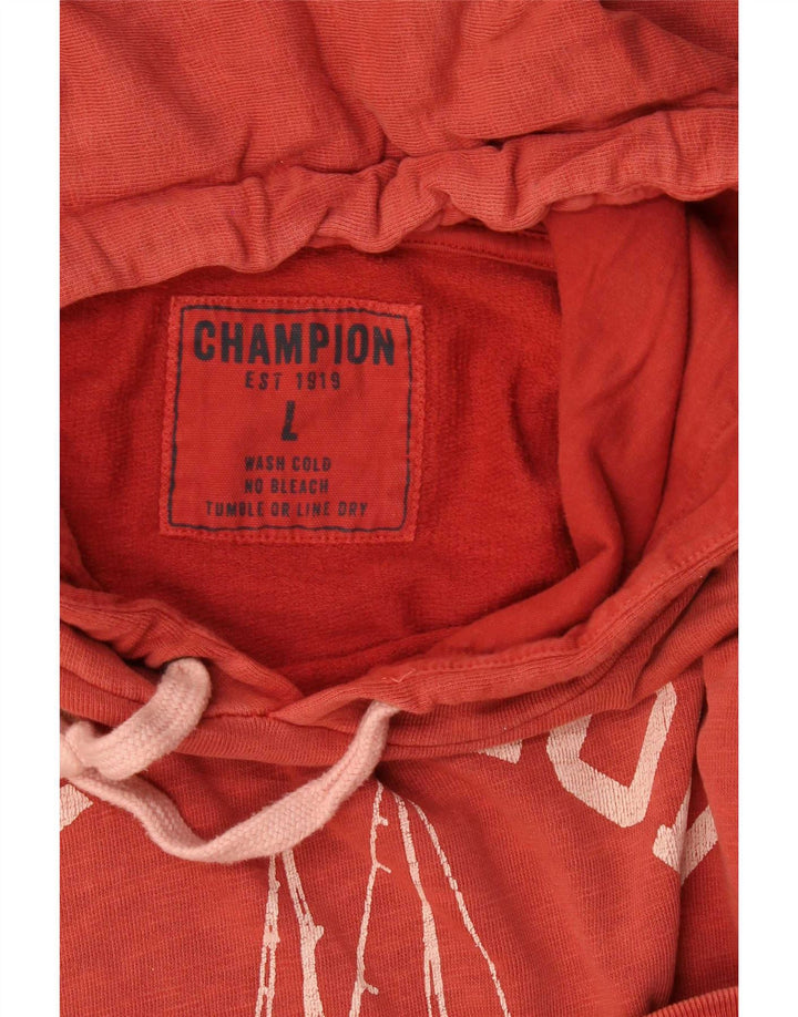 Champion Mens Graphic Hoodie Jumper Large Orange