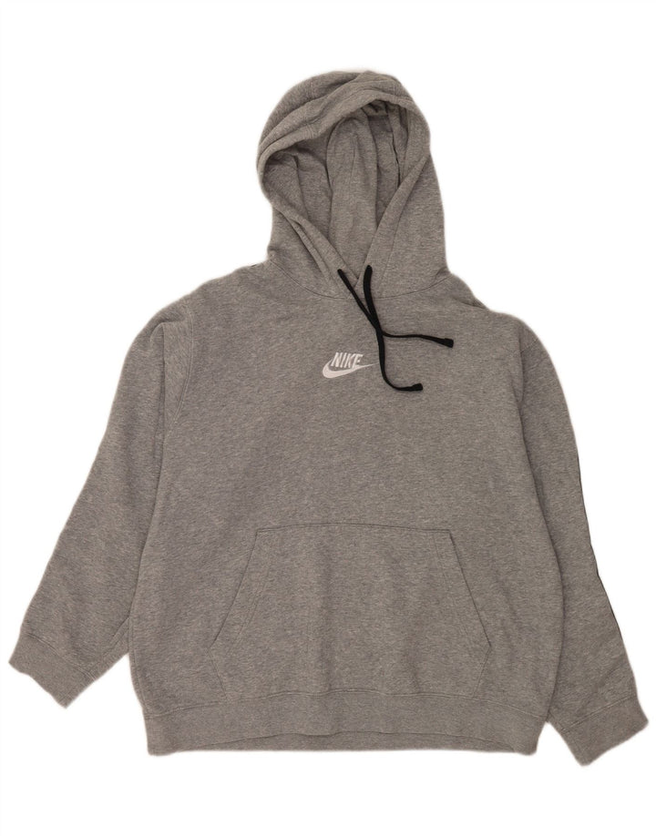 Nike Mens Hoodie Jumper Large Grey Colourblock Cotton
