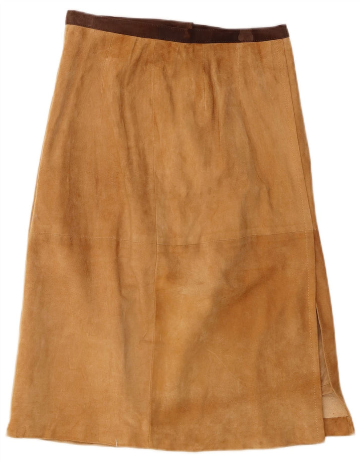 VINTAGE Womens Suede A-Line Skirt W24 XS Brown