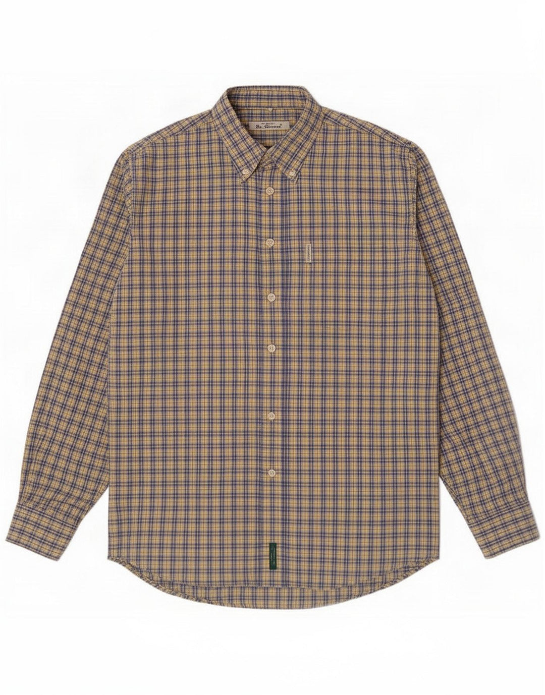 Ben Sherman Mens Shirt Large Blue Check Cotton