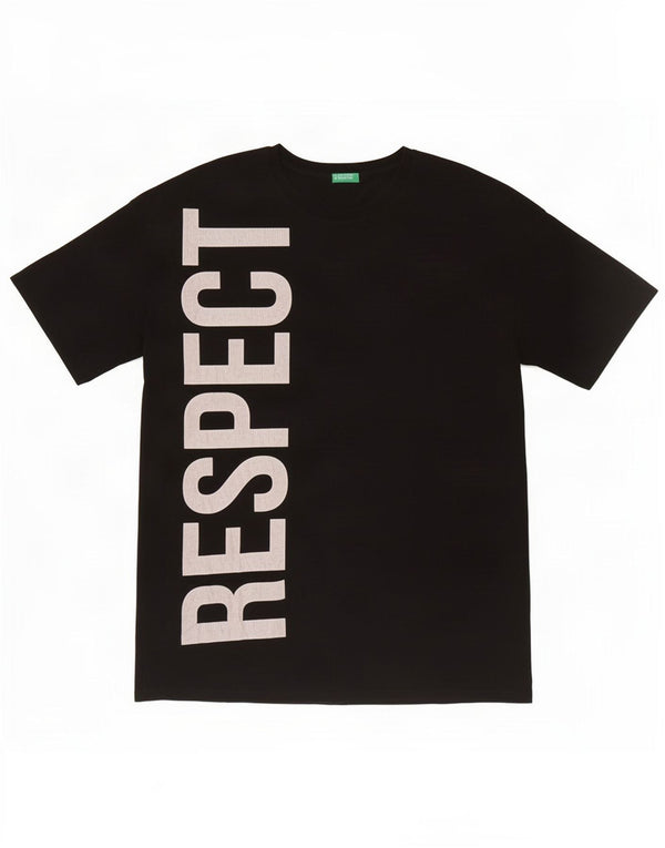 Benetton Mens Graphic T-Shirt Top Large Black