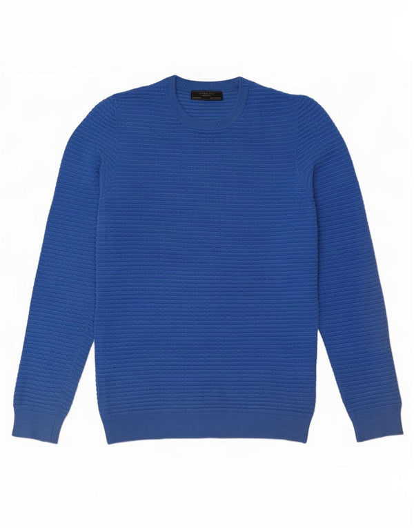 Zara Mens Crew Neck Jumper Sweater Small Blue