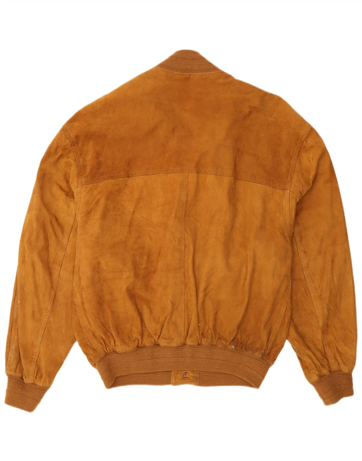 Gara Mens Suede Bomber Jacket IT 48 Medium Beige Leather