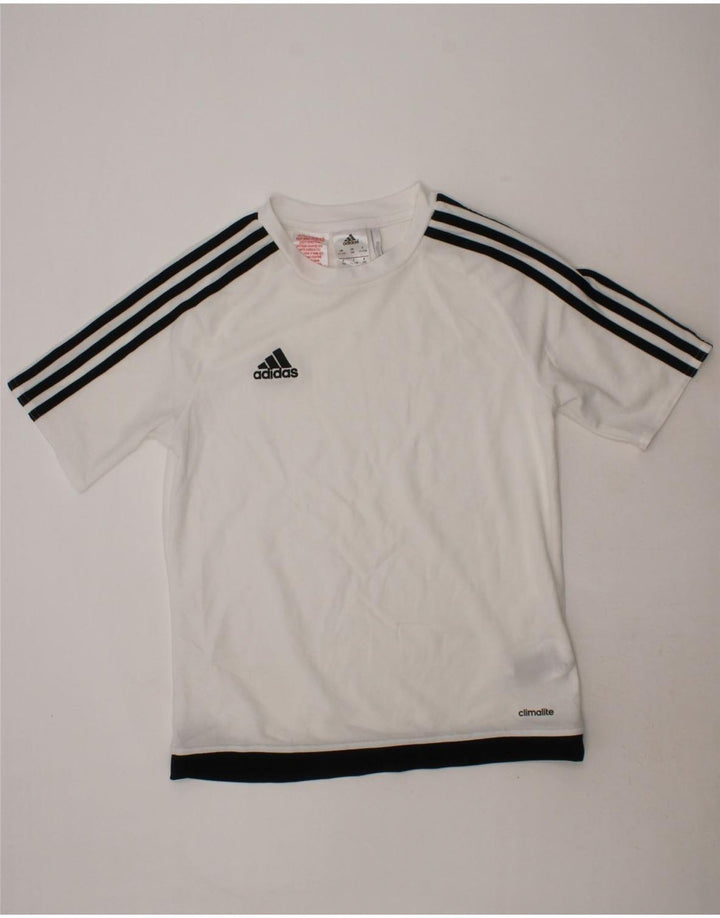 ADIDAS Boys Climalite T-Shirt Top 11-12 Years White Polyester Vintage Adidas and Second-Hand Adidas from Messina Hembry 