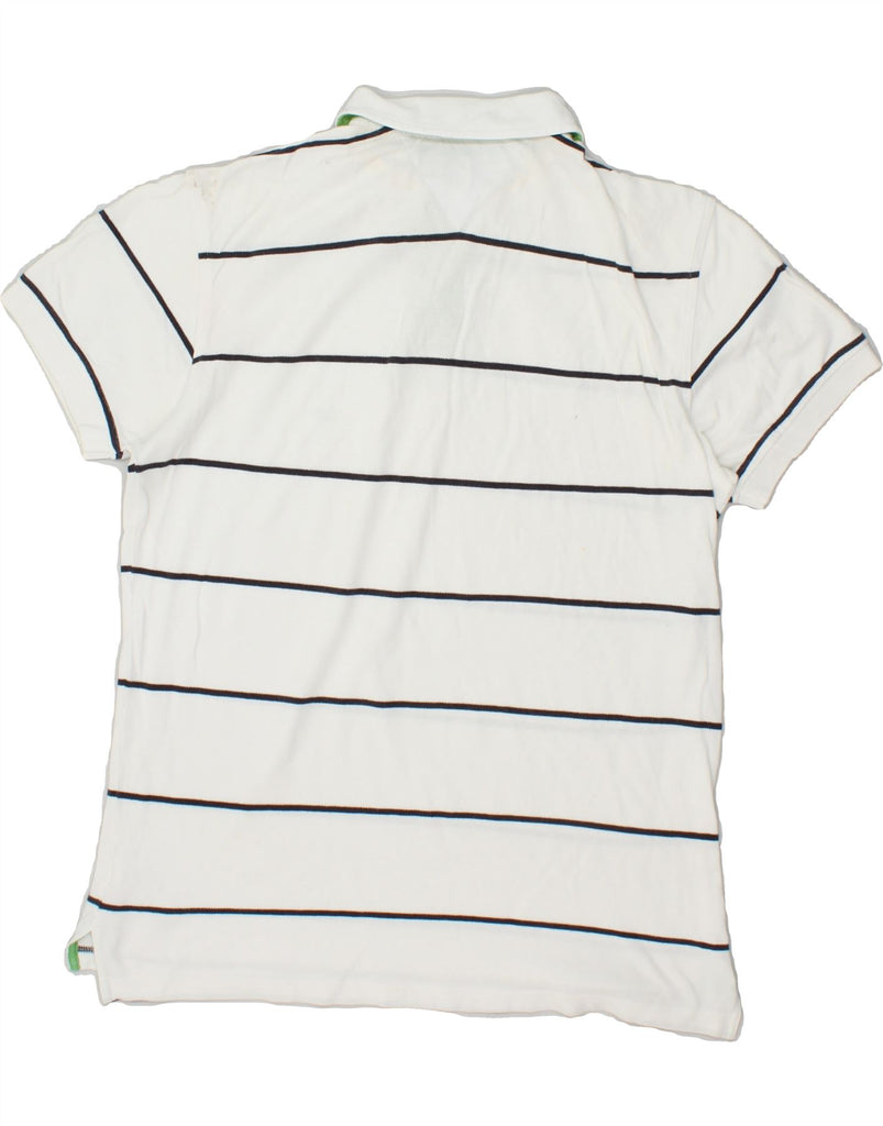 TOMMY HILFIGER Mens Polo Shirt Medium White Striped Cotton | Vintage Tommy Hilfiger | Thrift | Second-Hand Tommy Hilfiger | Used Clothing | Messina Hembry 