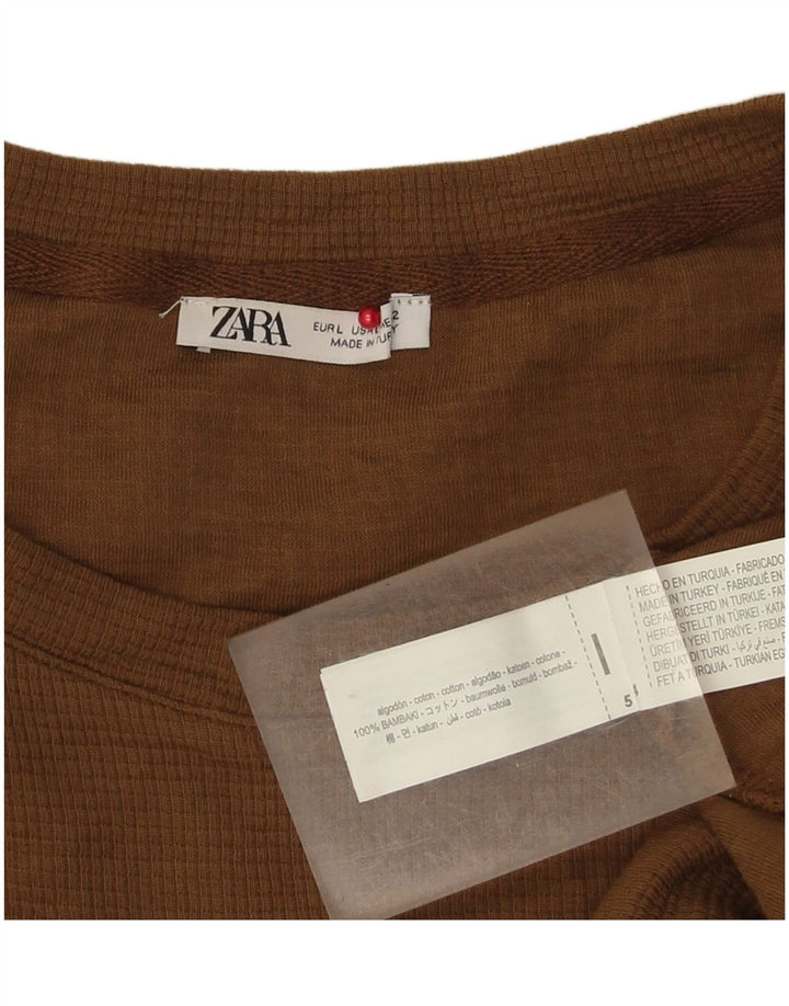 Zara Mens T-Shirt Top Large Beige Cotton