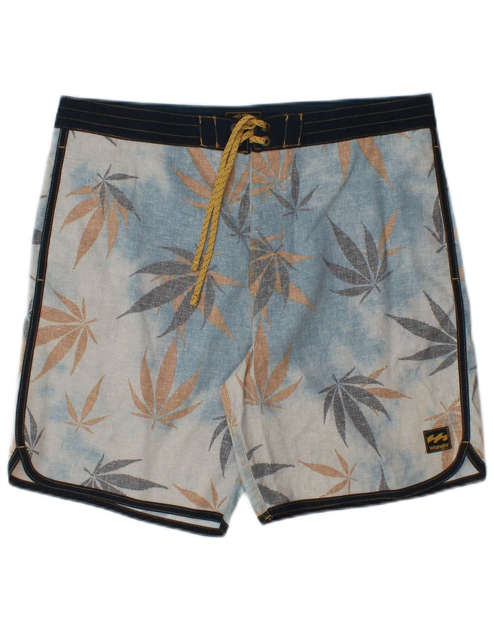Wrangler Mens Swimming Shorts Medium Blue Floral Hemp