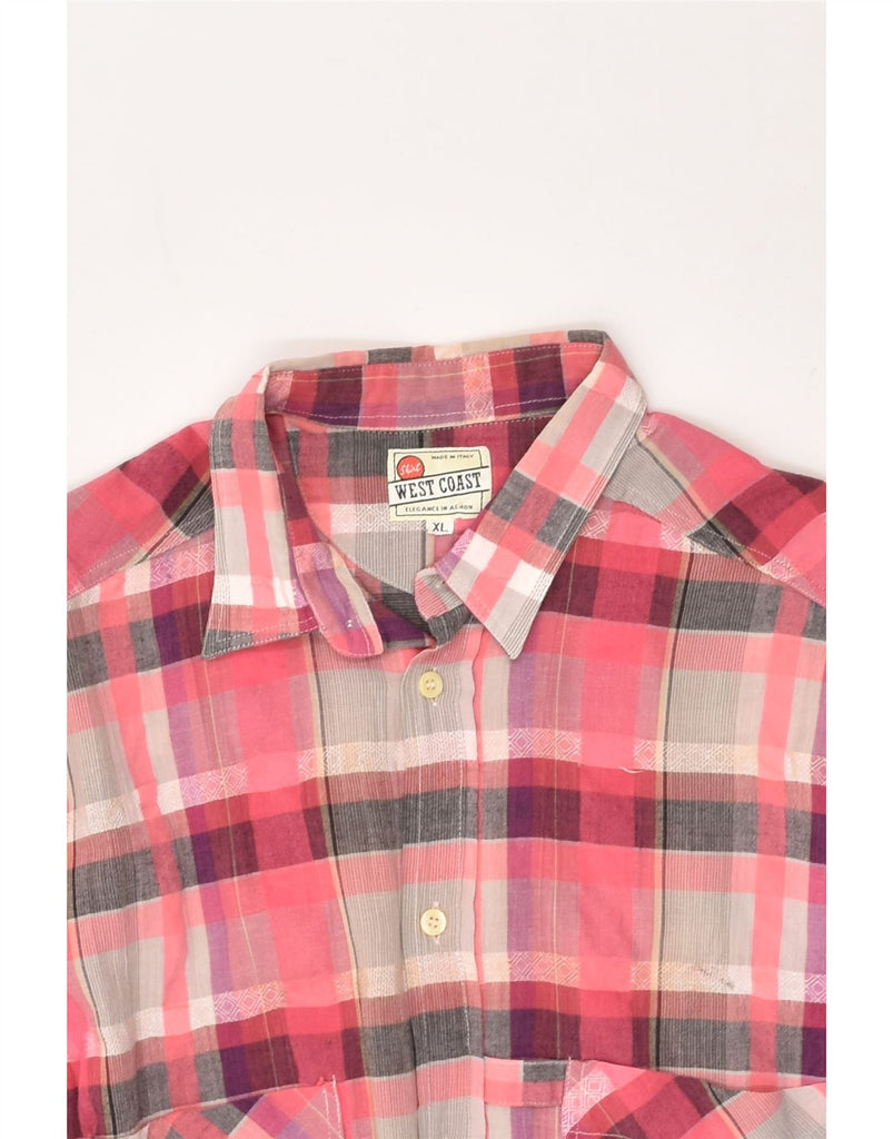 VINTAGE Mens Short Sleeve Shirt XL Pink Check Cotton | Vintage Vintage | Thrift | Second-Hand Vintage | Used Clothing | Messina Hembry 