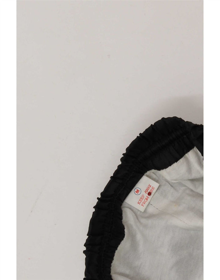 Vintage Mens Tracksuit Trousers Joggers Medium Black Colourblock Polyamide