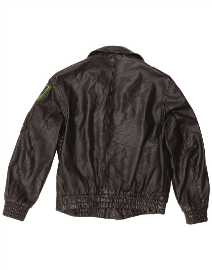 Vintage Mens Leather Jacket EU 48 Medium Black Leather
