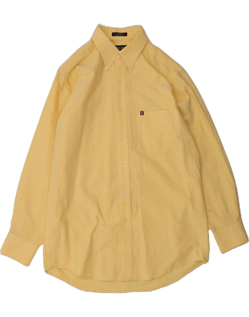 CHAPS Mens Oxford Shirt Size 15 15 1/2 Medium Yellow Cotton Vintage Chaps and Second-Hand Chaps from Messina Hembry 