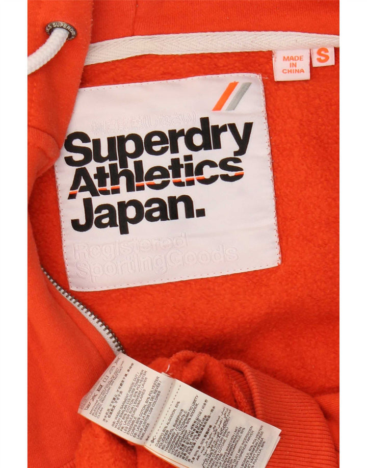 Superdry Mens Zip Hoodie Sweater Small Orange Cotton