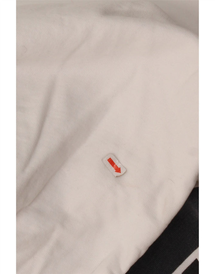 LEVI'S Womens Graphic Hoodie Jumper UK 14 Medium White Cotton