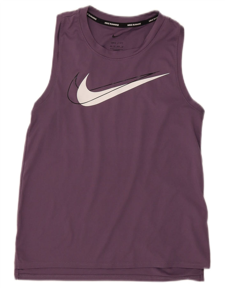 NIKE Womens Dri Fit Graphic Vest Top UK 6 XS Purple Polyester
