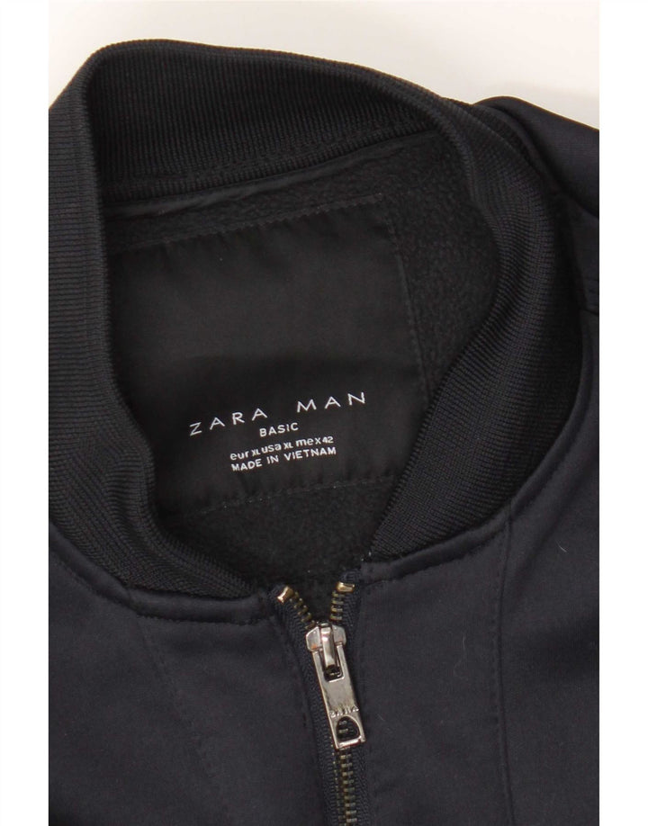 Zara Mens Bomber Jacket UK 42 XL Navy Blue