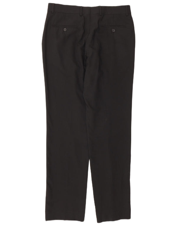 Zara Mens Straight Suit Trousers EU 42 Large W32 L34 Black Wool