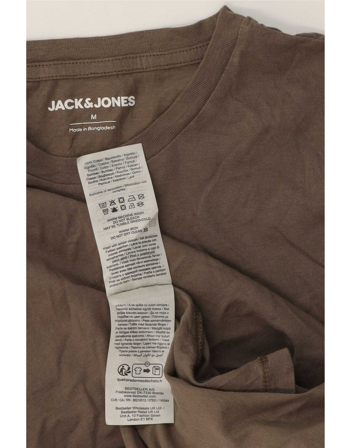 Jack & Jones Mens T-Shirt Top Medium Brown Cotton