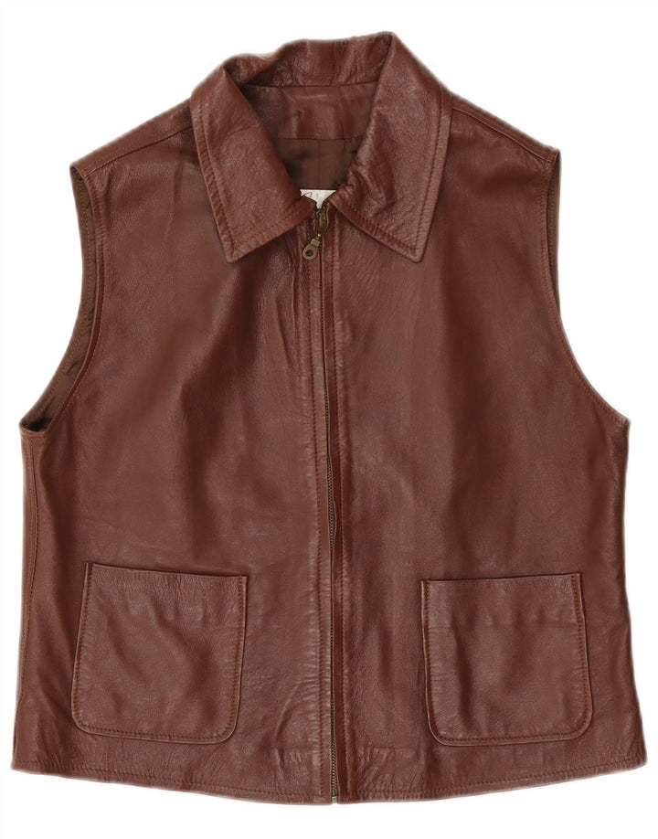 Class Womens Leather Gilet UK 14 Medium Brown Leather