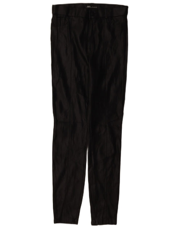 Zara Womens High Waist Faux Leather Leggings UK 14 Medium  Black
