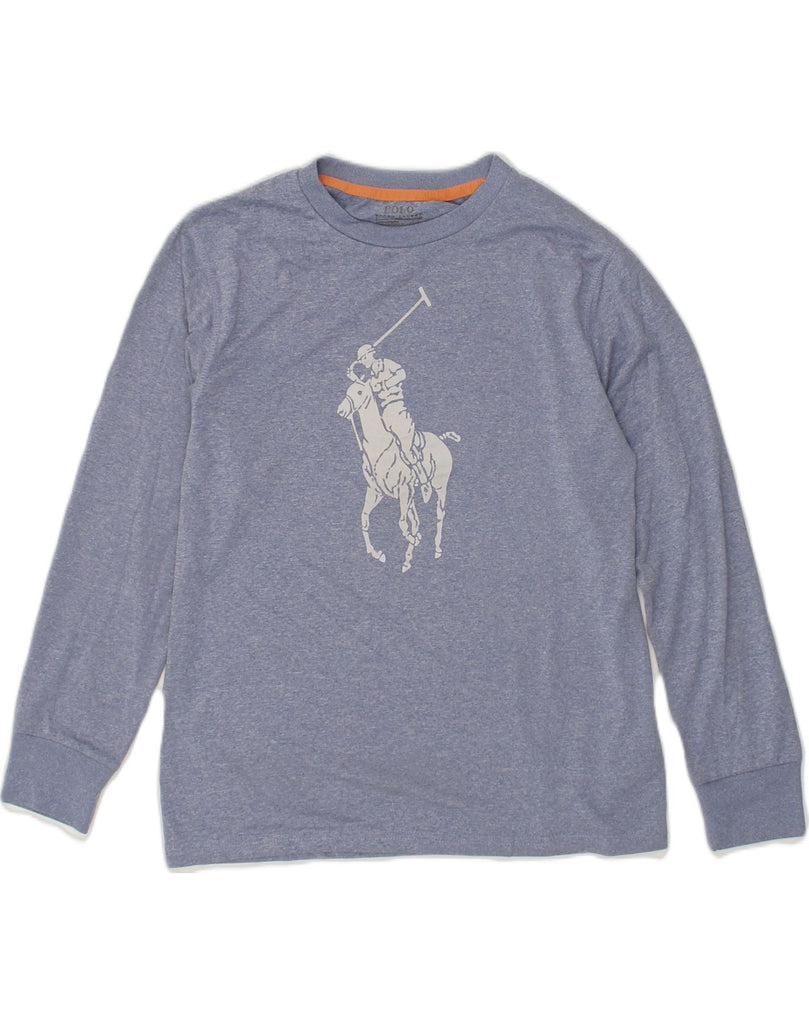 POLO RALPH LAUREN Boys Graphic Top Long Sleeve 10-11 Years Grey Polyester | Vintage Polo Ralph Lauren | Thrift | Second-Hand Polo Ralph Lauren | Used Clothing | Messina Hembry 