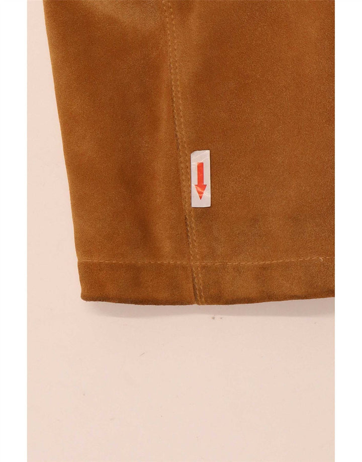 Vintage Womens Suede Overcoat IT 42 Medium Beige Leather