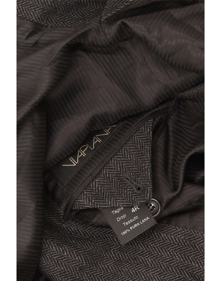 Viapiana Mens 2 Button Blazer Jacket IT 60 5XL Grey Herringbone New Wool