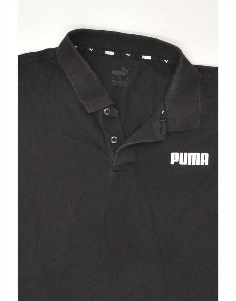 PUMA Mens Graphic Polo Shirt XL Black Cotton | Vintage Puma | Thrift | Second-Hand Puma | Used Clothing | Messina Hembry 