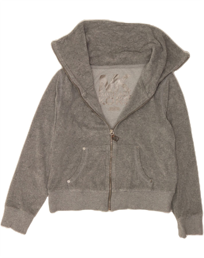 MICHAEL KORS Womens Crop Velour Tracksuit Top Jacket UK 12 Medium Grey Vintage Michael Kors and Second-Hand Michael Kors from Messina Hembry 