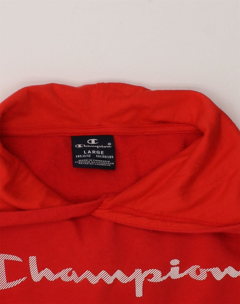 CHAMPION Boys Graphic Hoodie Jumper 11-12 Years Large  Red Cotton | Vintage Champion | Thrift | Second-Hand Champion | Used Clothing | Messina Hembry 