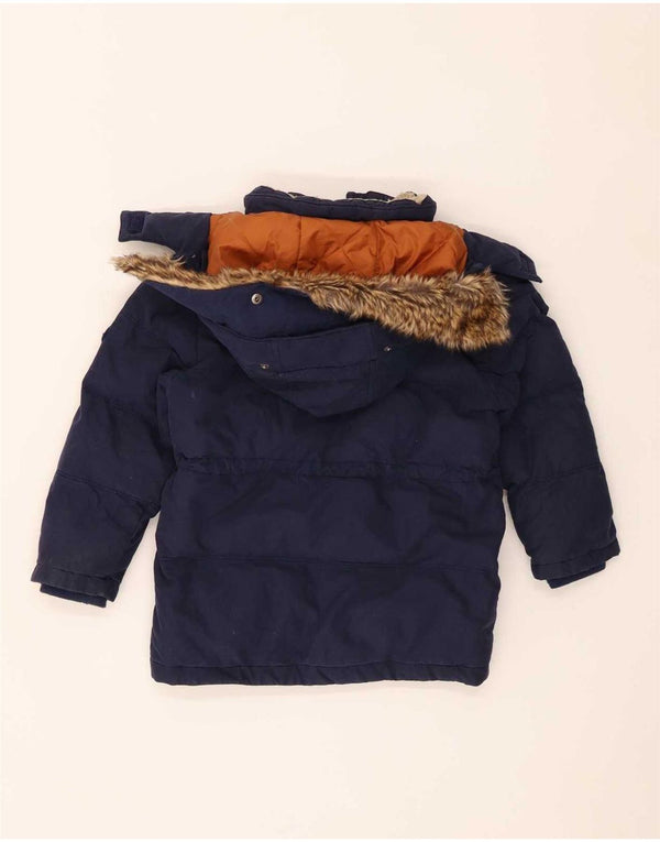 Timberland Boys Hooded Padded Jacket 5-6 Years Navy Blue Cotton