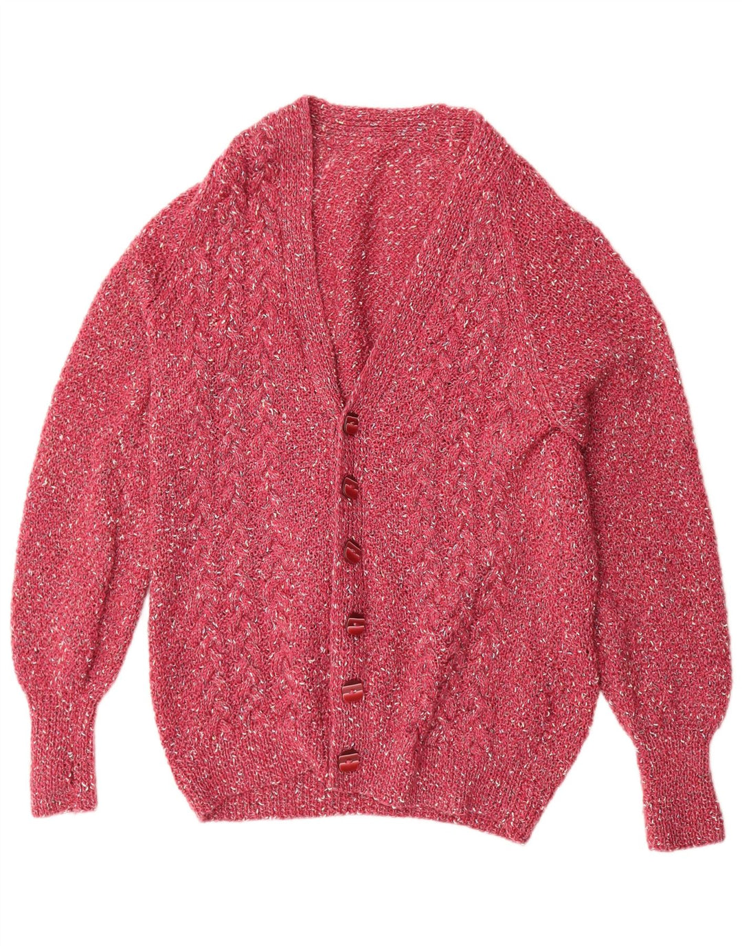 Vintage Mens Cardigan Sweater XL Pink Flecked