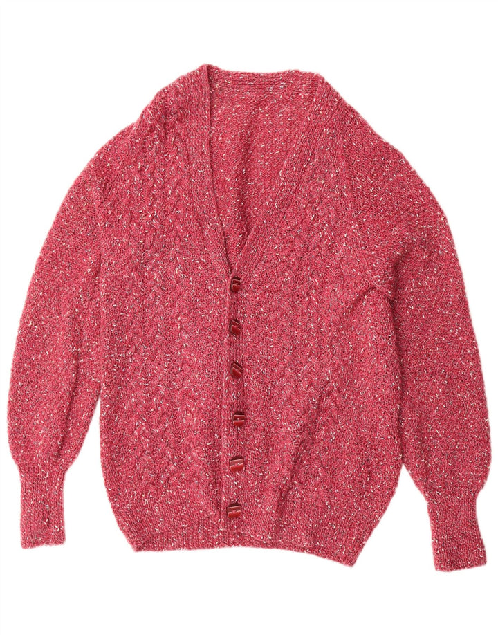 Vintage Mens Cardigan Sweater XL Pink Flecked