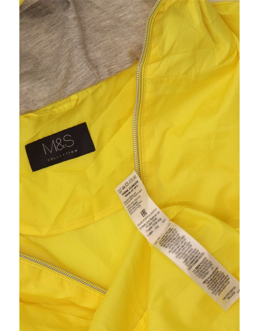 Marks & Spencer Womens Hooded Raincoat UK 10 Small Yellow Polyester