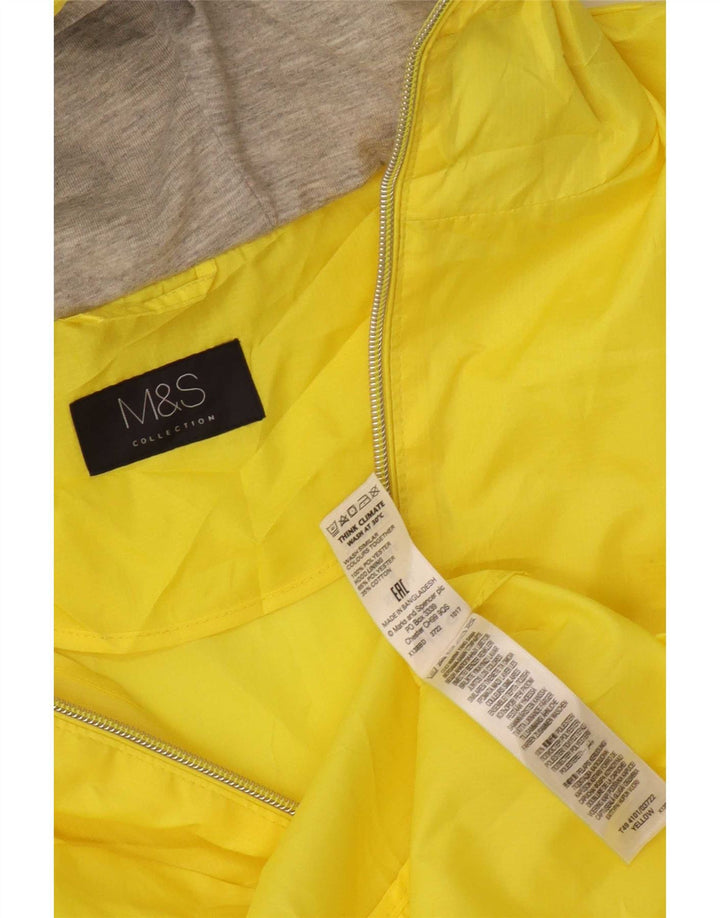 Marks & Spencer Womens Hooded Raincoat UK 10 Small Yellow Polyester