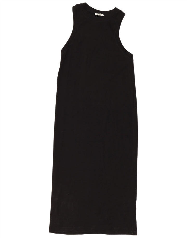 Zara Womens Sleeveless Maxi Dress UK 14 Medium Black Cotton