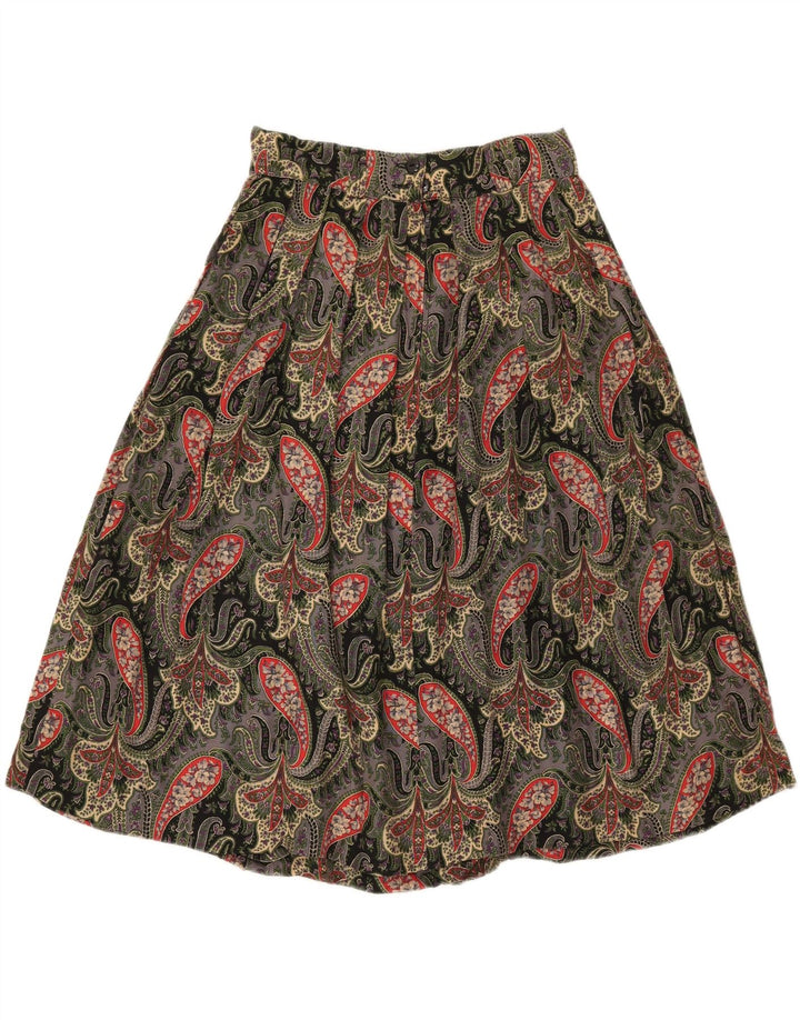 VINTAGE Womens A-Line Skirt W27 Small  Multicoloured Paisley Wool Vintage Vintage and Second-Hand Vintage from Messina Hembry 
