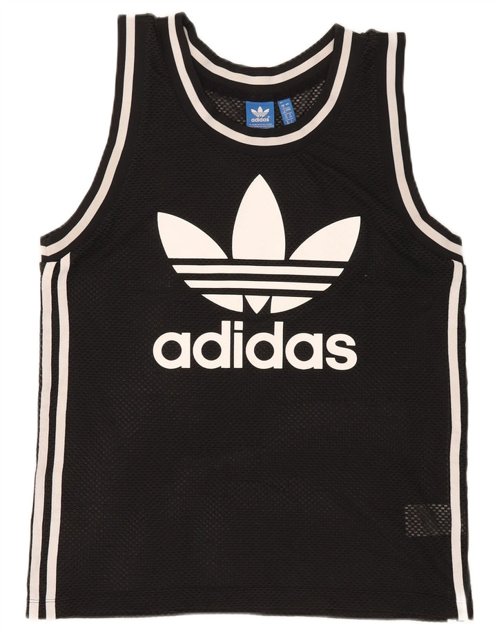 Adidas Womens Graphic Vest Top UK 12 Medium Black Polyester