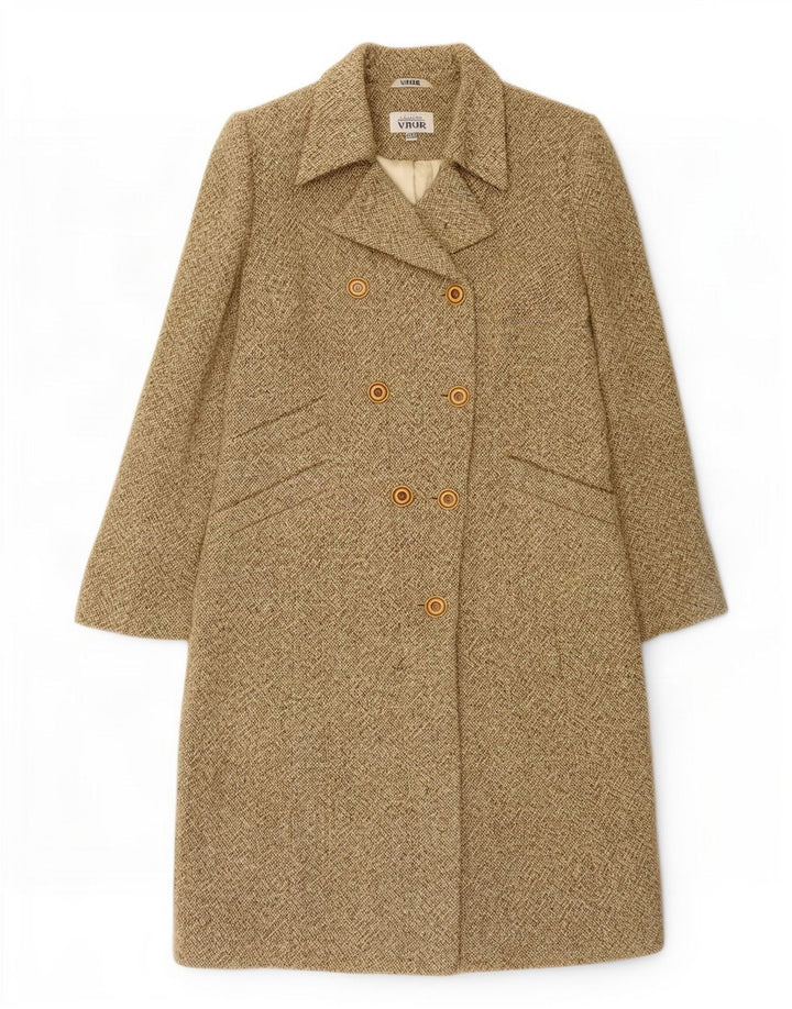 Vintage Womens Double Breasted Coat IT 48 XL Khaki Flecked Wool