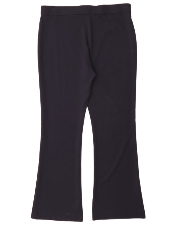 Marks & Spencer Womens Flare Trousers UK 14 Large W34 L31 Navy Blue Viscose