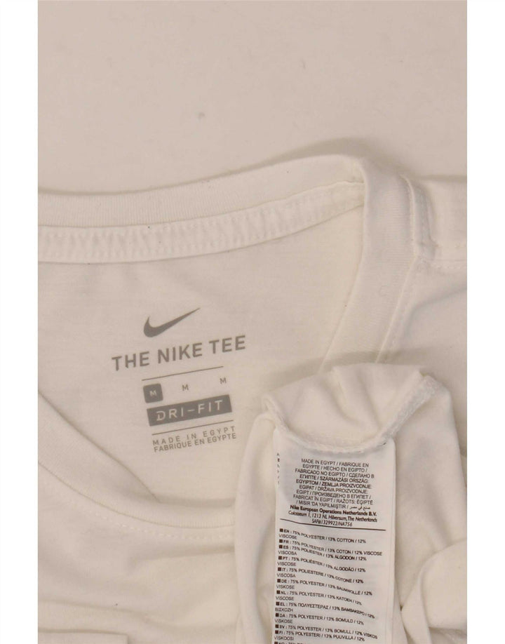 Nike Mens Dri Fit Graphic T-Shirt Top Medium White Cotton