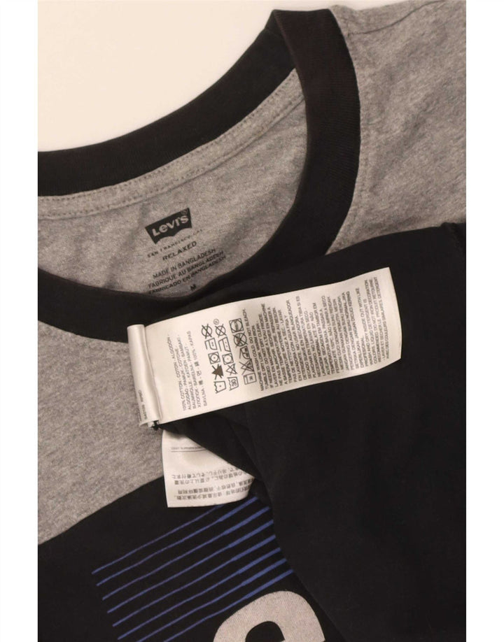 Levi's Mens Relaxed Graphic T-Shirt Top Medium Black Colourblock Cotton