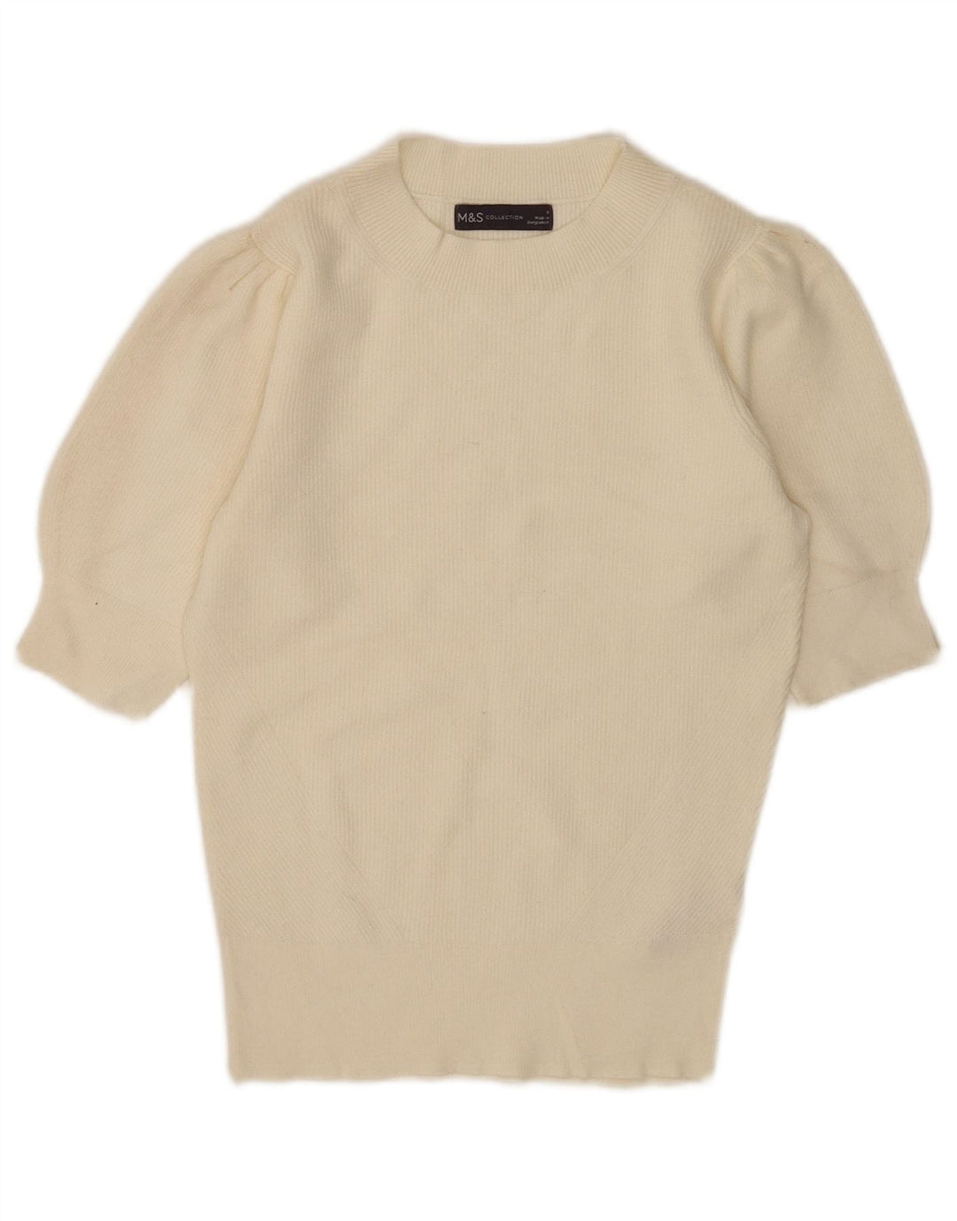 Marks & Spencer Womens Crew Neck Jumper Sweater UK 8 Small Off White