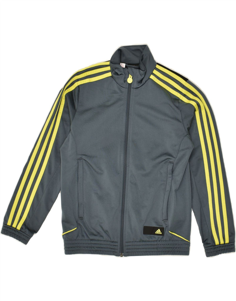 ADIDAS Boys Graphic Tracksuit Top Jacket 9-10 Years Grey Colourblock | Vintage Adidas | Thrift | Second-Hand Adidas | Used Clothing | Messina Hembry 