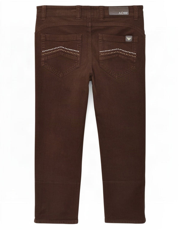 Armani Womens Capri Corduroy Trousers W27 L20 Brown Cotton