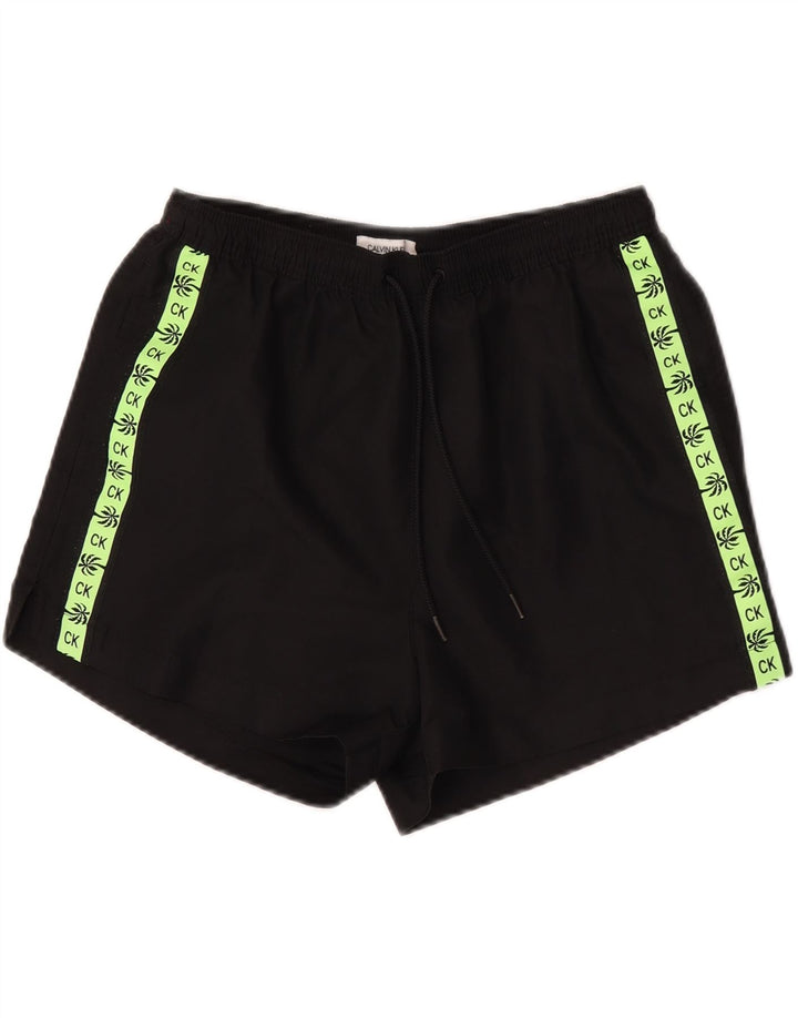 Calvin Klein Mens Graphic Swimming Shorts Small Black Colourblock
