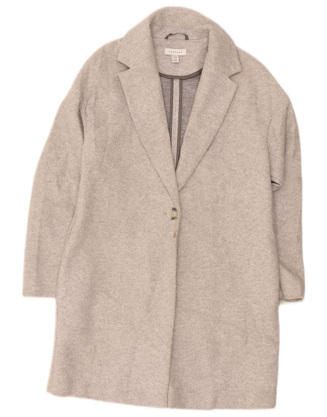 Topshop Womens Oversized Overcoat UK 8 Small Grey Polyester